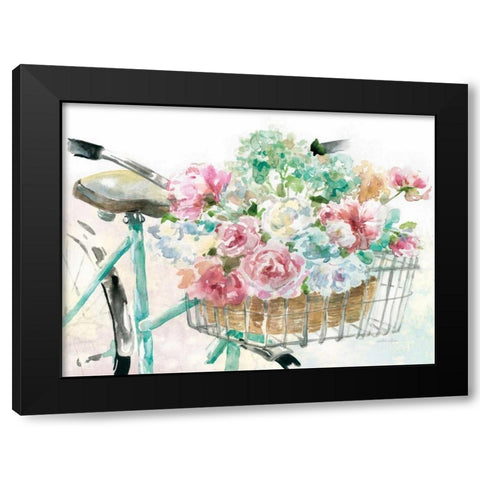 Flower Market Bicycle Black Modern Wood Framed Art Print by Studio Rofino