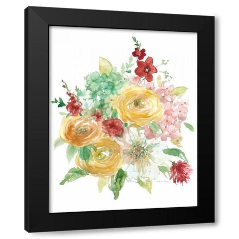 Vintage Style Bouquet Black Modern Wood Framed Art Print with Double Matting by Studio Rofino