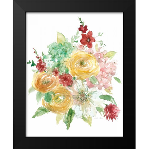 Vintage Style Bouquet Black Modern Wood Framed Art Print by Studio Rofino