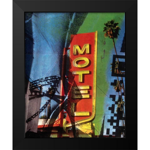 Urban Collage Motel Black Modern Wood Framed Art Print by Fainelli, Deanna
