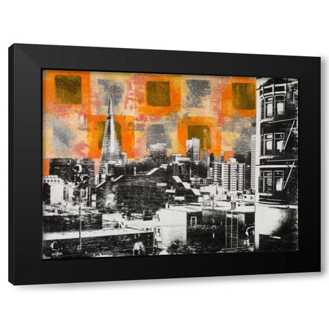 Urban Collage Skyline Black Modern Wood Framed Art Print by Fainelli, Deanna