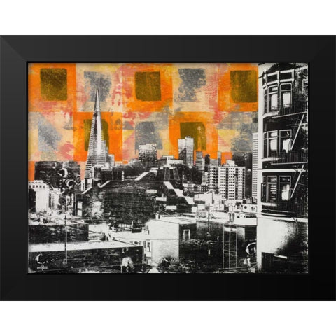 Urban Collage Skyline Black Modern Wood Framed Art Print by Fainelli, Deanna