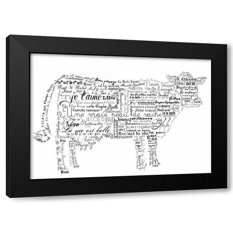 As The French Say-Cow 3 Black Modern Wood Framed Art Print by De Lauzun, Marion