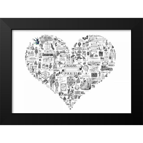 Vintage Paris Heart Black Modern Wood Framed Art Print by De Lauzun, Marion