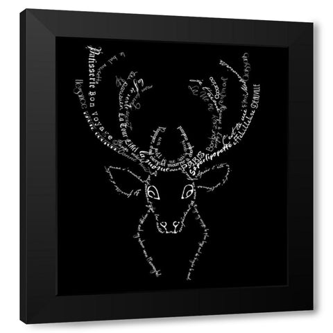 French Stag Black Black Modern Wood Framed Art Print by De Lauzun, Marion