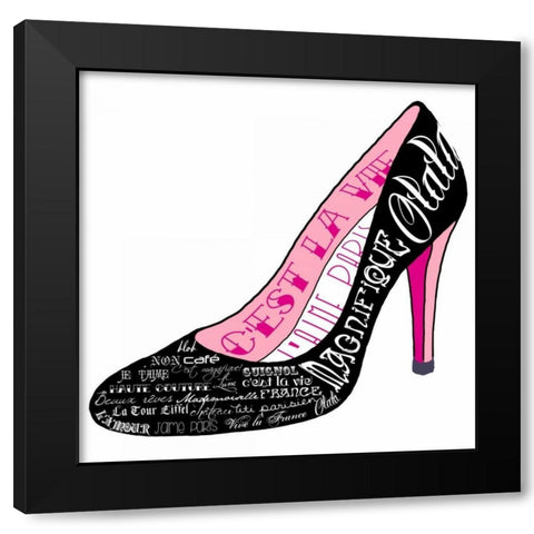Black Paris Shoe Black Modern Wood Framed Art Print by De Lauzun, Marion