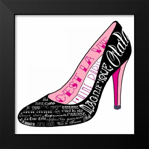 Black Paris Shoe Black Modern Wood Framed Art Print by De Lauzun, Marion