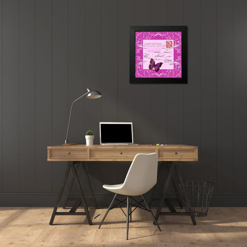 Butterfly Carte Postale Pink Black Modern Wood Framed Art Print by De Lauzun, Marion
