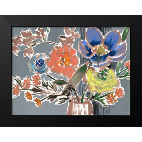 Sadies Bouquet Black Modern Wood Framed Art Print by Sandland, Colleen