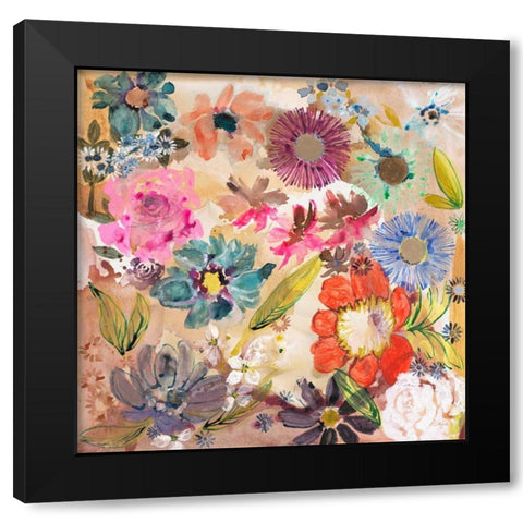 Jumble and Blooms Black Modern Wood Framed Art Print with Double Matting by Sandland, Colleen