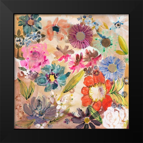 Jumble and Blooms Black Modern Wood Framed Art Print by Sandland, Colleen