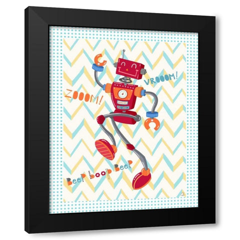 Zoom Robot Black Modern Wood Framed Art Print by Skapriwsky, Christina