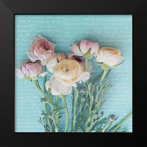 Floral Poetry Black Modern Wood Framed Art Print by Dickinson, Robin