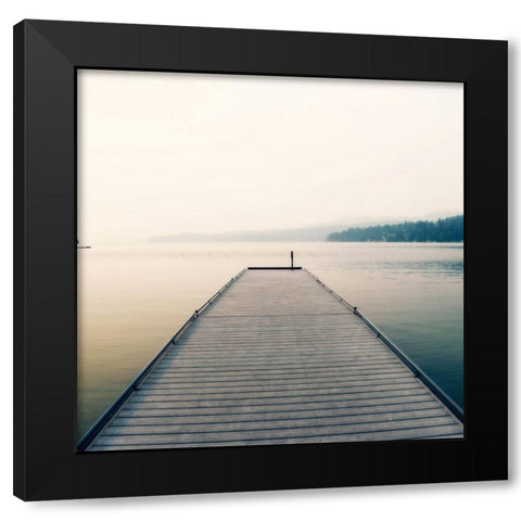 Pier At The Lake Black Modern Wood Framed Art Print with Double Matting by Dickinson, Robin