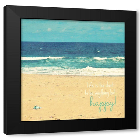 Be Happy! Black Modern Wood Framed Art Print by Dickinson, Robin