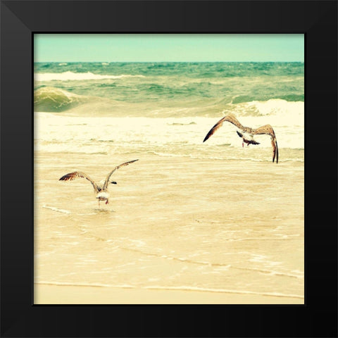 Splash and Fly Black Modern Wood Framed Art Print by Dickinson, Robin