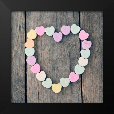 Love and Peace Black Modern Wood Framed Art Print by Dickinson, Robin