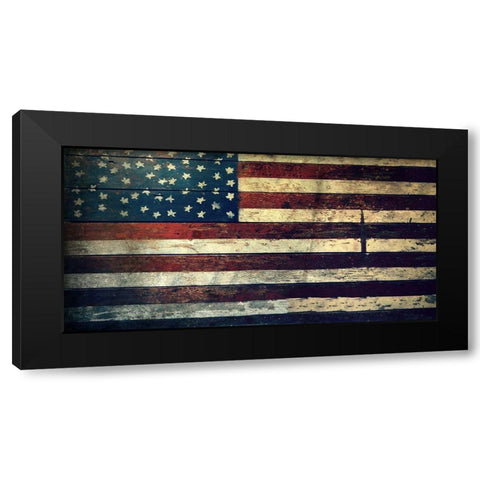 Farmhouse Flag Black Modern Wood Framed Art Print by Dickinson, Robin