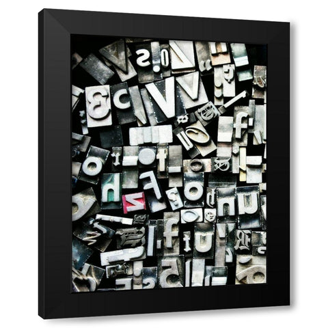 Text Blocks Black Modern Wood Framed Art Print with Double Matting by Dickinson, Robin