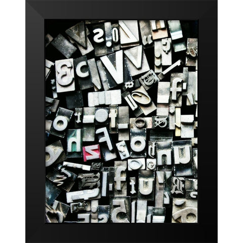 Text Blocks Black Modern Wood Framed Art Print by Dickinson, Robin