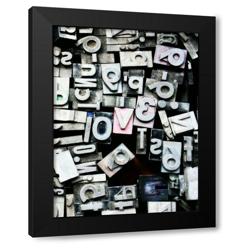 Text Block Love Black Modern Wood Framed Art Print with Double Matting by Dickinson, Robin