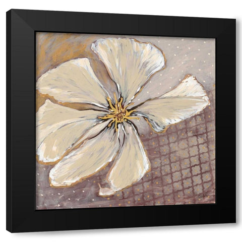 White Petals 1 Black Modern Wood Framed Art Print with Double Matting by Walela R.