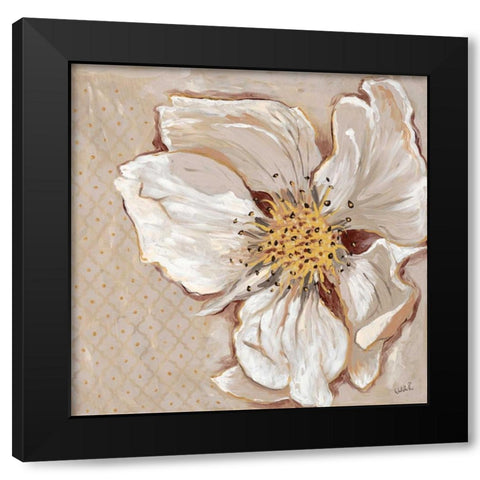 White Petals 2 Black Modern Wood Framed Art Print by Walela R.