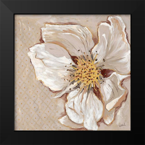 White Petals 2 Black Modern Wood Framed Art Print by Walela R.