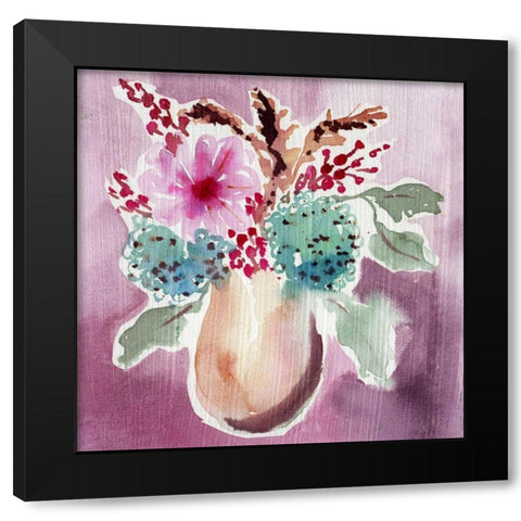 Natural Garden Bouquet Black Modern Wood Framed Art Print by Esther Bley Designs