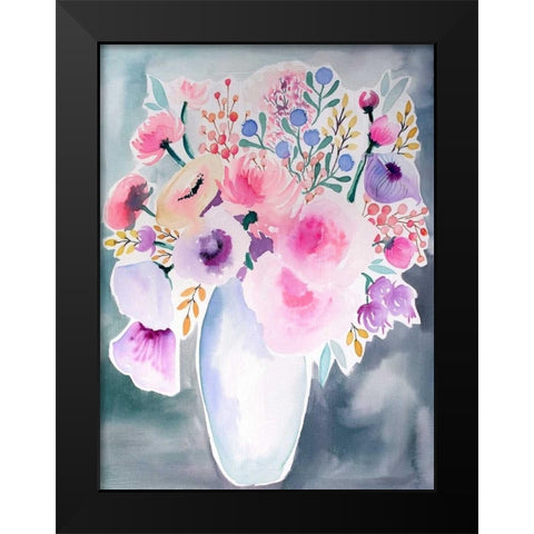 Spring Showers Bouquet Black Modern Wood Framed Art Print by Esther Bley Designs