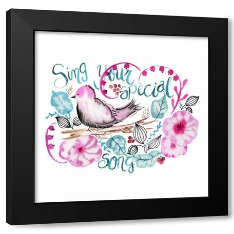 Sing Your Special Song Black Modern Wood Framed Art Print with Double Matting by Esther Bley Designs