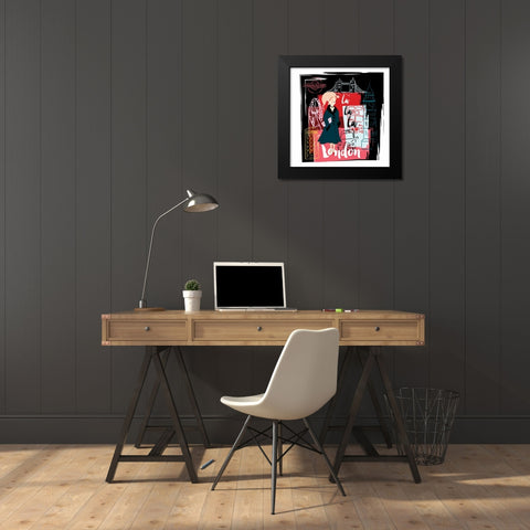 La La London Black Modern Wood Framed Art Print by Esther Bley Designs