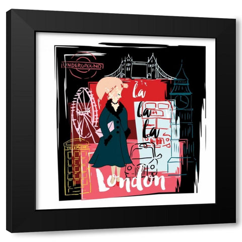 La La London Black Modern Wood Framed Art Print with Double Matting by Esther Bley Designs