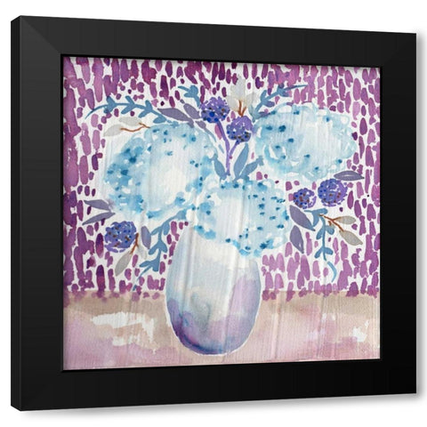 Blue Hydrandea Black Modern Wood Framed Art Print by Esther Bley Designs