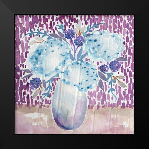 Blue Hydrandea Black Modern Wood Framed Art Print by Esther Bley Designs