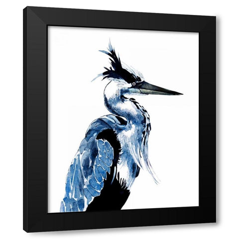 Coastal Blue Heron Black Modern Wood Framed Art Print by Smith, Crystal