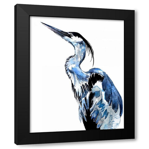 Coastal Blue Egret Black Modern Wood Framed Art Print by Smith, Crystal