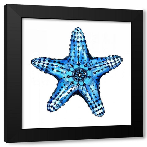 Sea Blue Starfish Black Modern Wood Framed Art Print by Smith, Crystal