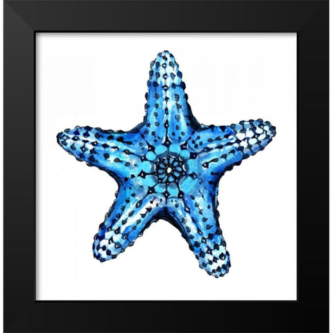 Sea Blue Starfish Black Modern Wood Framed Art Print by Smith, Crystal