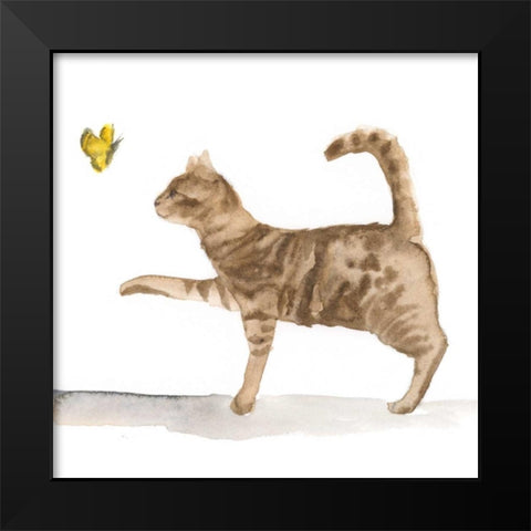 Curious Felines 5 Black Modern Wood Framed Art Print by Barckholtz, Lindsay