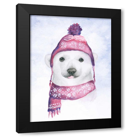 Baby Polar Bear Black Modern Wood Framed Art Print by Barckholtz, Lindsay