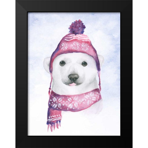 Baby Polar Bear Black Modern Wood Framed Art Print by Barckholtz, Lindsay