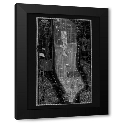 NY Map Circa 1865 Black Modern Wood Framed Art Print by Adam Shaw Cartography