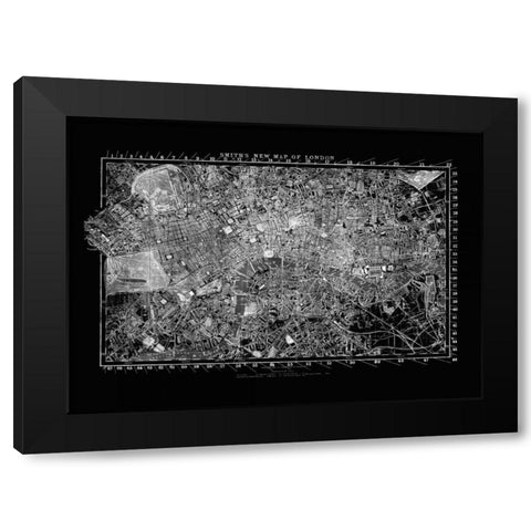 London Map Circa 1860 Black Modern Wood Framed Art Print by Adam Shaw Cartography