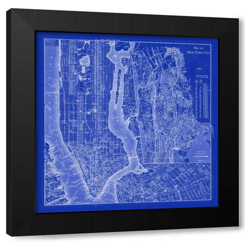 NYC Blueprint Black Modern Wood Framed Art Print with Double Matting by Adam Shaw Cartography