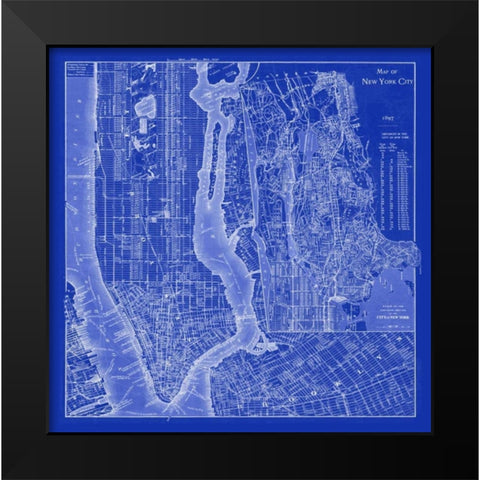 NYC Blueprint Black Modern Wood Framed Art Print by Adam Shaw Cartography