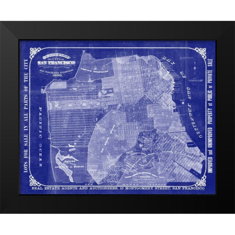 San Francisco Blueprint Black Modern Wood Framed Art Print by Adam Shaw Cartography