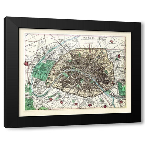 Paris Vintage Black Modern Wood Framed Art Print by Adam Shaw Cartography