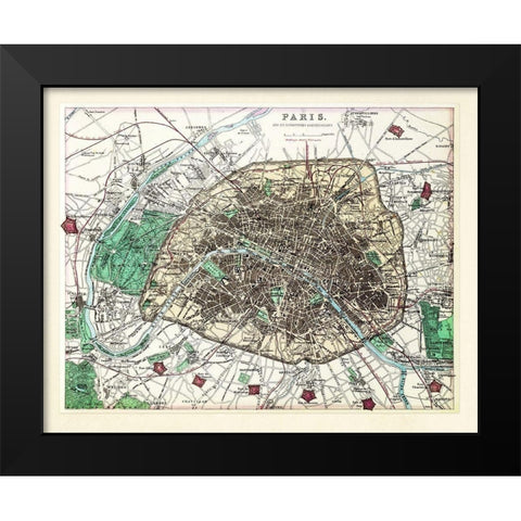 Paris Vintage Black Modern Wood Framed Art Print by Adam Shaw Cartography