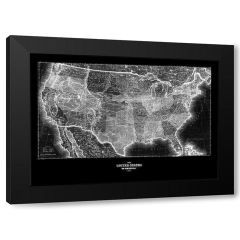 United States 1853 Black Modern Wood Framed Art Print with Double Matting by Adam Shaw Cartography